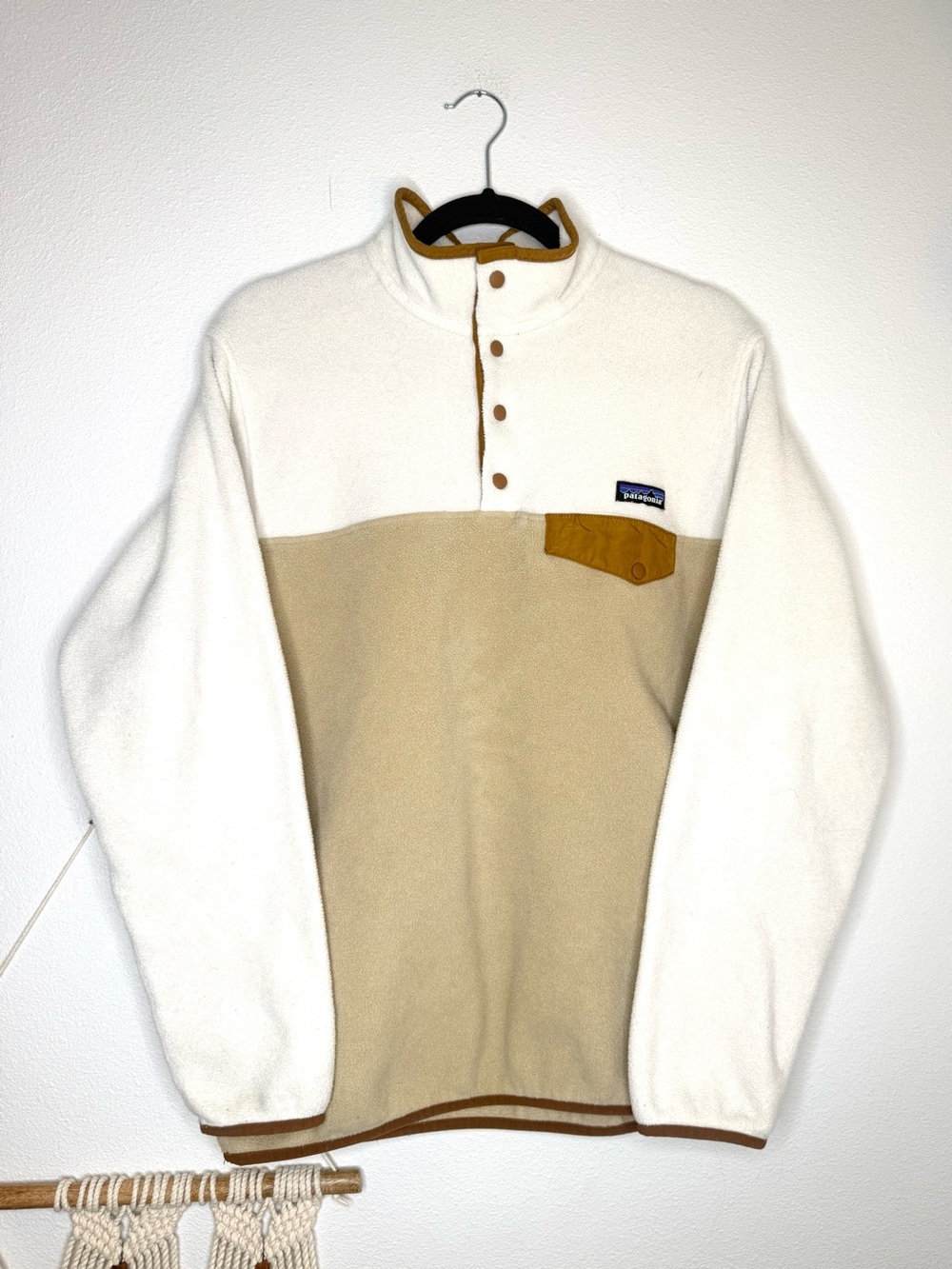Patagonia Synchilla Fleece Cream Tan Camel Snap-T Colorblack Half Snap Women’s - Picture 2 of 9